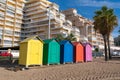 Colourful beach huts Oropesa del Mar Costa del Azahar, Spain