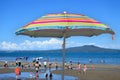 Colourful beach umbrella on a summer sunny day Royalty Free Stock Photo