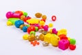 Colourful beads - white background. Royalty Free Stock Photo