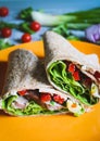 Colourful beef wrap