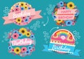 Colourful birthday background illustration design for card