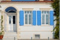 Colourful blue vintage door and window Royalty Free Stock Photo