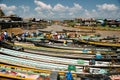 Colourful boats at Phaung Daw OO Market. Royalty Free Stock Photo