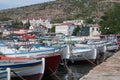 Colourful boats at the pier