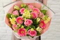 Colourful bouquet of flowers in pink scale.