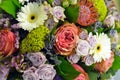 Colourful bouquet of flowers in red scale.