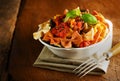 Colourful bow tie pasta with tomato Royalty Free Stock Photo