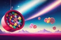 Colourful bright fantasy candy landscape of fairy land for childrens fairy tales ai generated