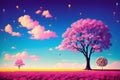 Colourful bright fantasy candy landscape of fairy land for childrens fairy tales ai generated