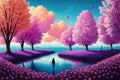 Colourful bright fantasy candy landscape of fairy land for childrens fairy tales ai generated