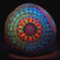 Colourful hand painted mandala stone