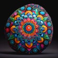 Colourful hand painted mandala stone
