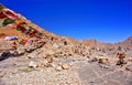 Colourful Buddhist Flags on a High Mountain Pass Royalty Free Stock Photo