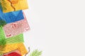 Colourful buddhist tibetan prayer flags, Lungta on a white background Royalty Free Stock Photo