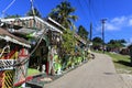 Colourful buildings line the main street of the unnamed village at Mayreau island in The Grenadines