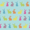 Colourful Bunny Rabbit Cutouts Seamless Repeat Pattern Vector Background Texture