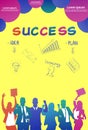 Colourful business people silhouette, group of diversity businessman hands up, successful team concept bubbles yellow