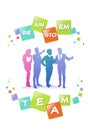 Colourful business people silhouette, group of diversity businesswoman and man brainstorming , successful team concept