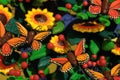 Colourful butterfly and flower art