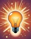 Colourful cartoon lightbulb background