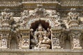 Colourful carved idols on the inner wall of Jain Math, Shravanabelagola