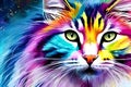 Colourful cat close-up