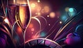 Colourful Celebration Champagne Glasses background Generative AI Illustration