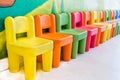 Colourful chairs in the playroom