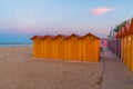 Colourful changing rooms on a beach in Pesaro, Italy Royalty Free Stock Photo