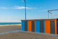 Colourful changing rooms on a beach in Pesaro, Italy Royalty Free Stock Photo
