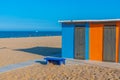 Colourful changing rooms on a beach in Pesaro, Italy Royalty Free Stock Photo