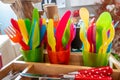Colourful child safe plastic cutlery