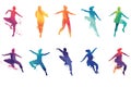 Colourful children silhouettes dancing little jumping background group outline joy fun shadow disco design people Royalty Free Stock Photo