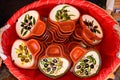 Olive dishes in a wicker basket, Silves, Portugal.