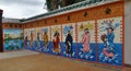 Colourful Chinese idols on wall painting in the shrine