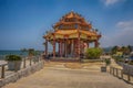 Colourful Chinese temple in Thailand by the sea.