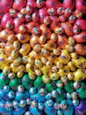 colourful chocolate Easter eggs arranged in rainbow color Royalty Free Stock Photo