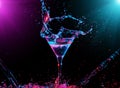 Colourful cocktail in glass with splash Royalty Free Stock Photo