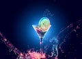 Colourful cocktail in glass with splash Royalty Free Stock Photo