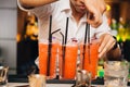 Colourful cocktails nice served with beautiful bokeh Royalty Free Stock Photo