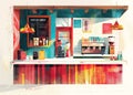 Colourful Coffee Shop Illustration