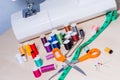 Colourful collection of sewing accessories