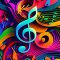 Colourful colorful Treble clef music musical note vibrant background