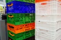 Colourful container box Plastic Basket stack Royalty Free Stock Photo