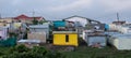 Colourful houses in shanty town on a hill in rural Kwazulu Natal, Wild Coast, South Africa