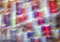 Colourful cotton thread on reels. Distorted view. Royalty Free Stock Photo