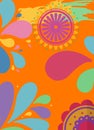 Colourful cover or background with indiand mehndi and orange background. Good foor books cover