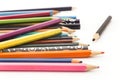 Colourful crayons on a white background Royalty Free Stock Photo