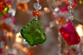 Colourful crystal chandelier detail