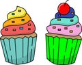 Colourful cup cakes